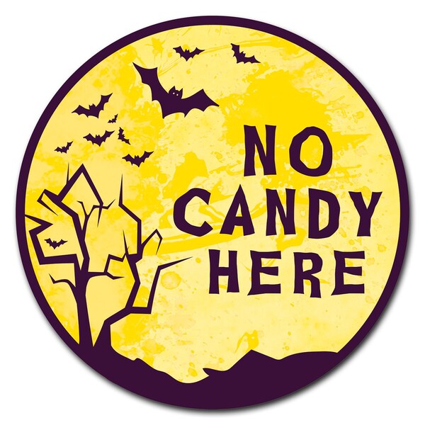 Corrugated Plastic Sign With Stakes 24in Circular-No Candy Here